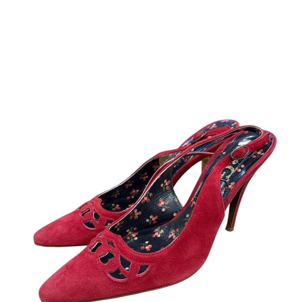 Dolce & Gabbana Leather Red Slingback Heels Cutout Design Sz 39 MSRP $475 Luxury